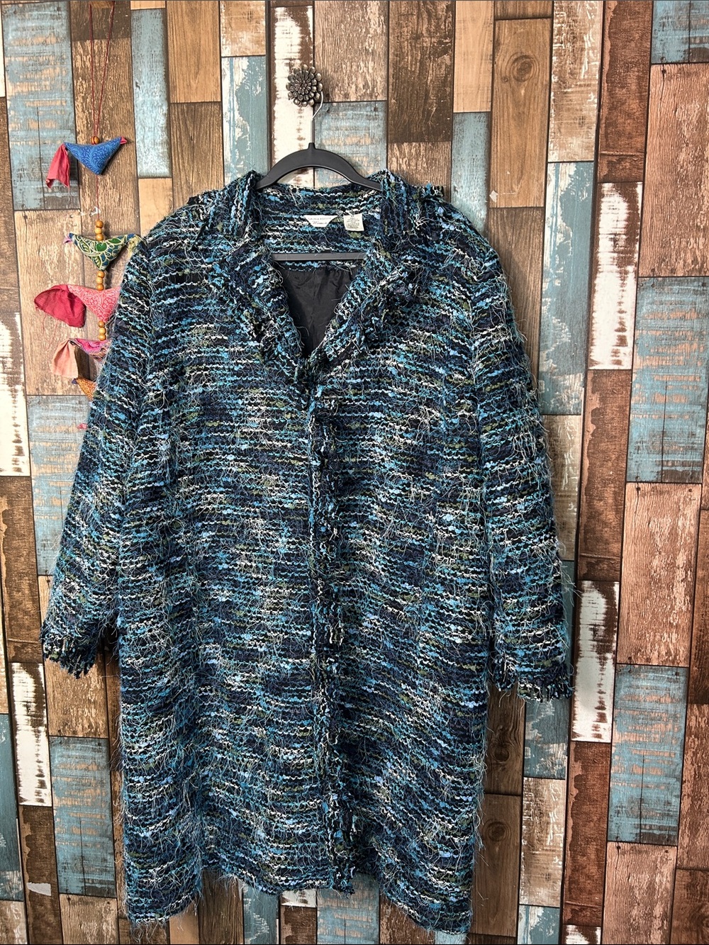 Laura Ashley textured  Bouclé Coat in Blue Mix